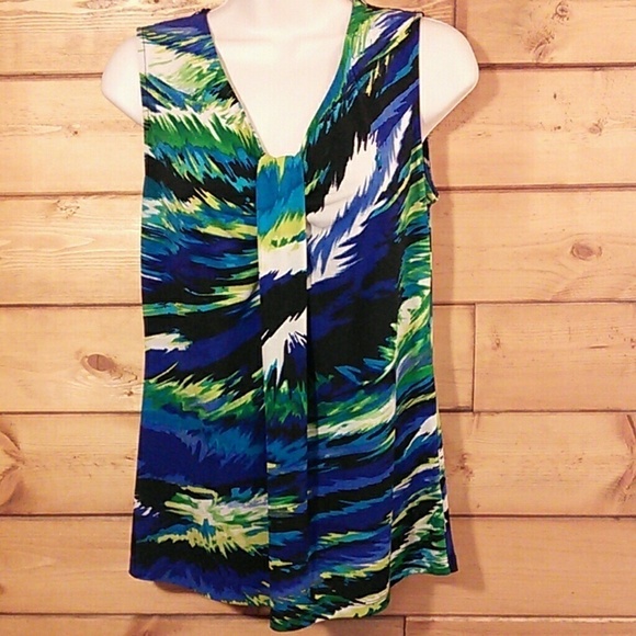 Kasper | Sleeveless V-Neck Printed Tank S - Picture 1 of 3